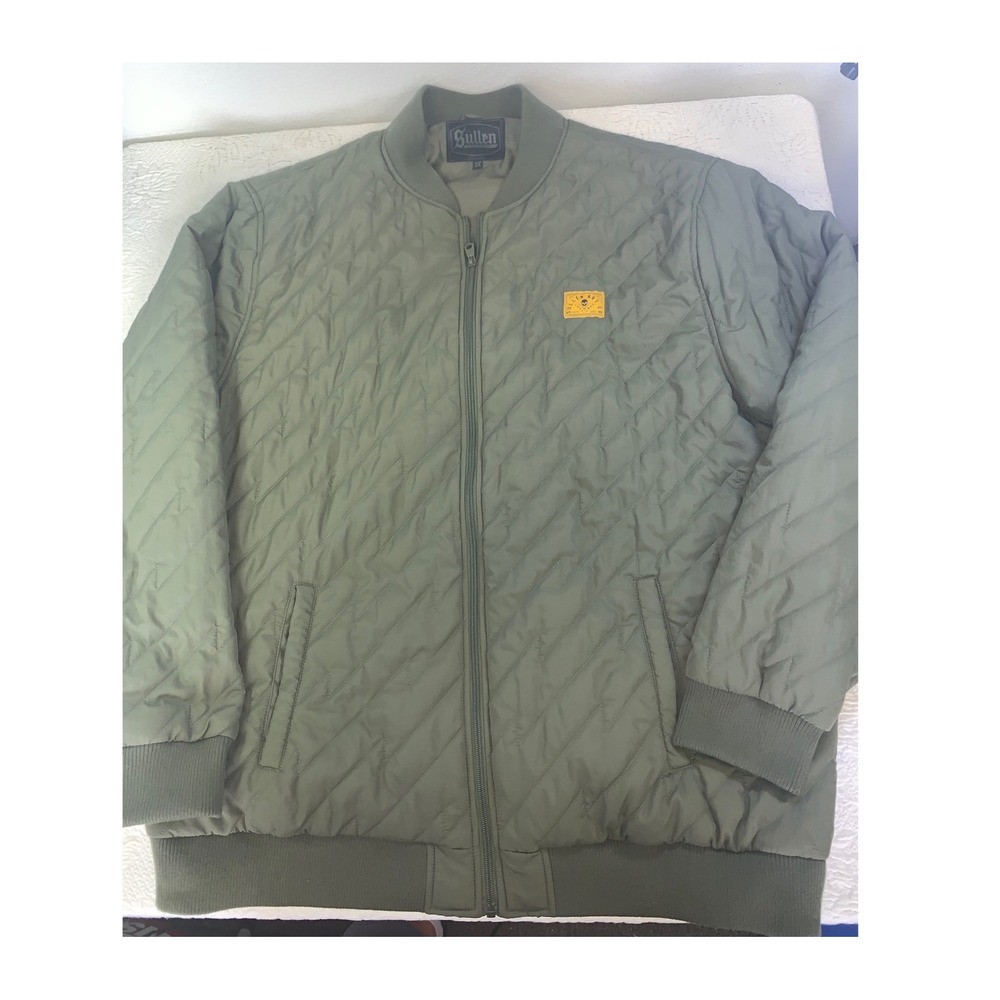 Sullen Art Collective Mens 3X Olive Green Quilted Charger Bomber Jacket Skull